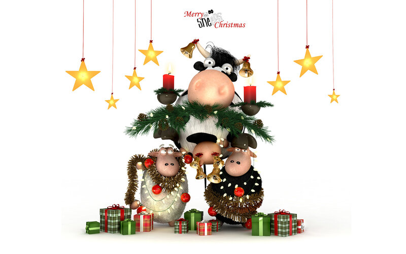 Christmas cow family