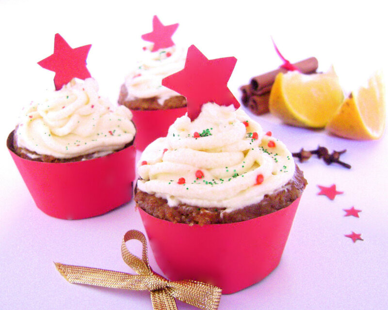Christmas Cupcakes — Red, Festive, Winter, Photograph, Lemon Wedges