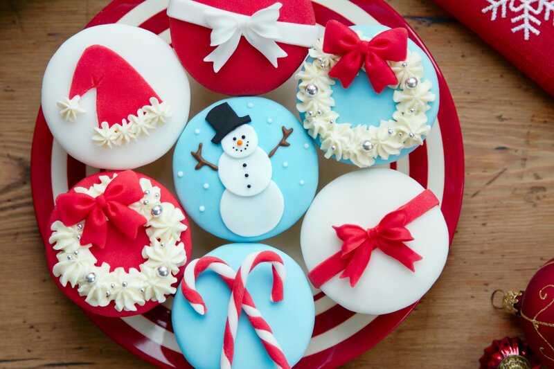 Christmas Cupcakes — Red, Festive, Winter, Photograph
