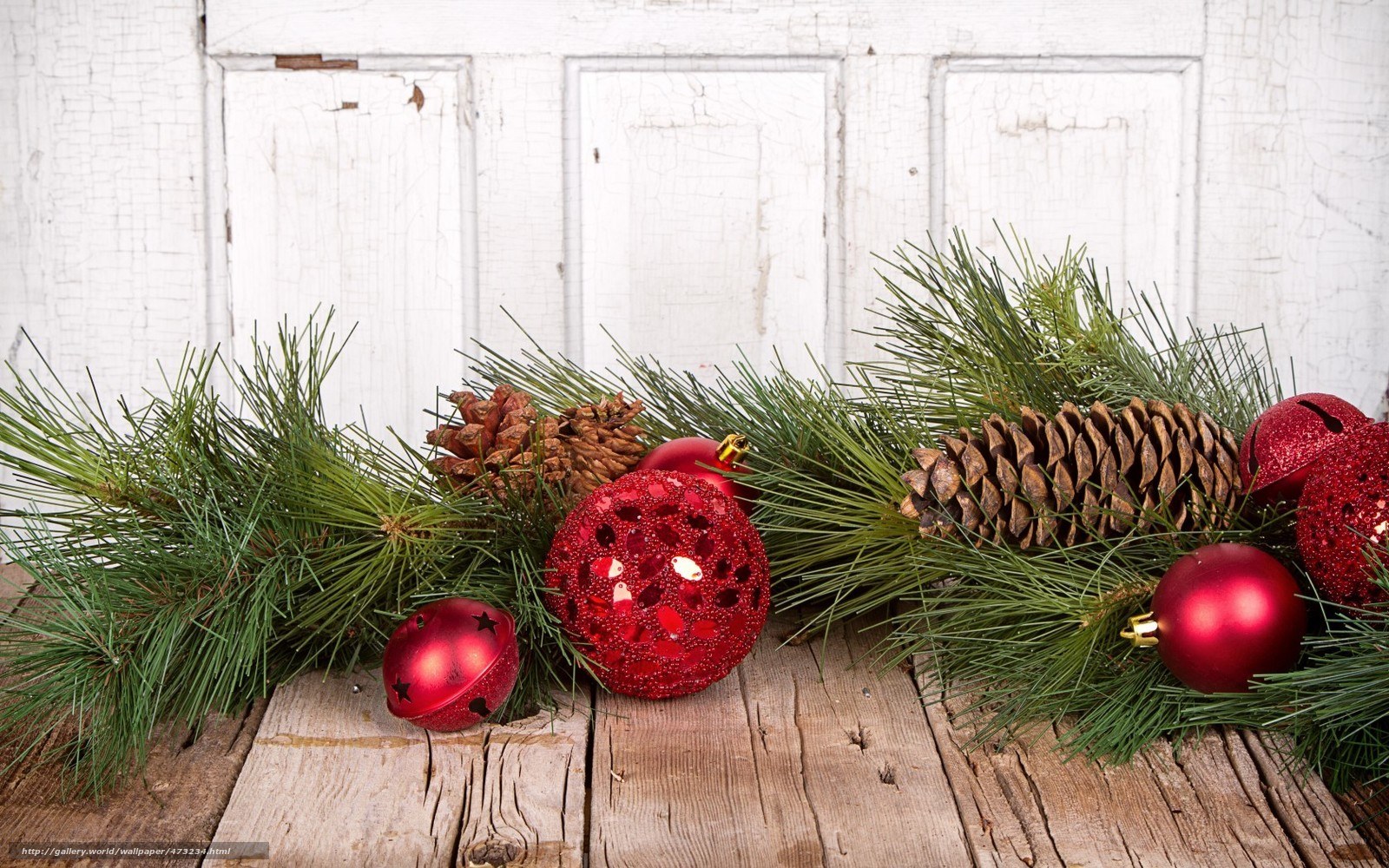 Christmas decor on wooden surface
