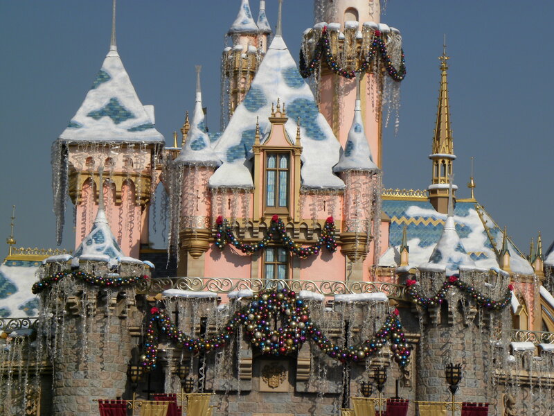Christmas-decorated castle