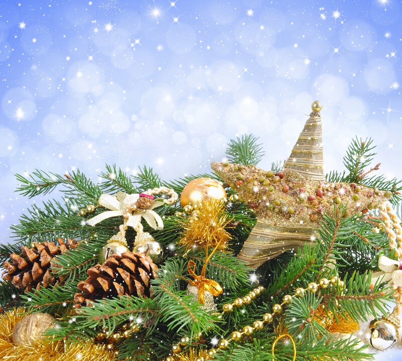 Christmas Decoration Arrangement — Green, Festive, Winter, Photograph, Pine Branches