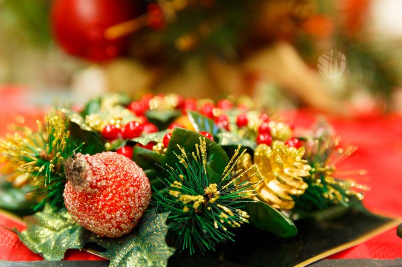 Christmas Decoration Arrangement — Red, Festive, Winter, Photograph, Berries