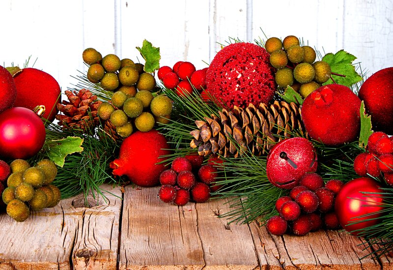 Christmas Decoration Arrangement — Red, Festive, Winter