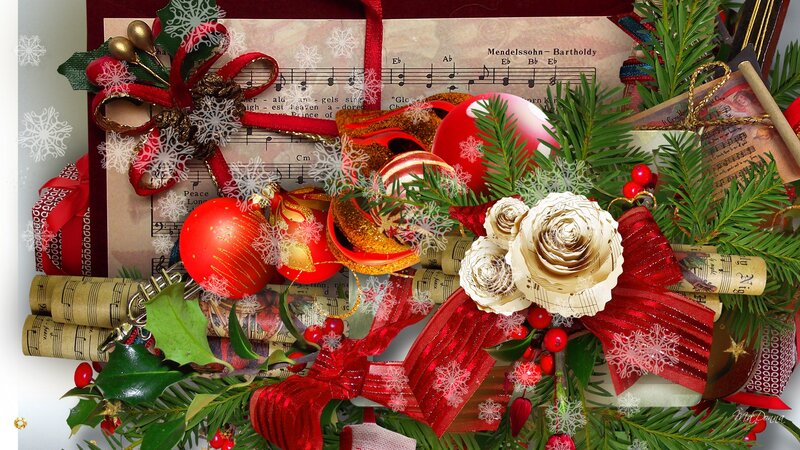 Christmas Decoration Collage — Red