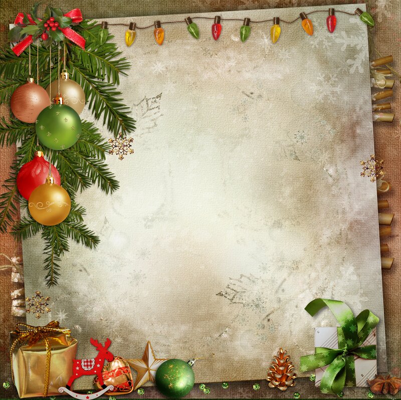 Christmas Decoration Frame — Green, Festive, Winter, Illustration