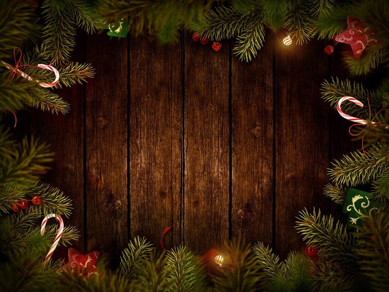Christmas Decoration Frame — Green, Festive, Winter, Photograph, Pine Branches, Candy Canes