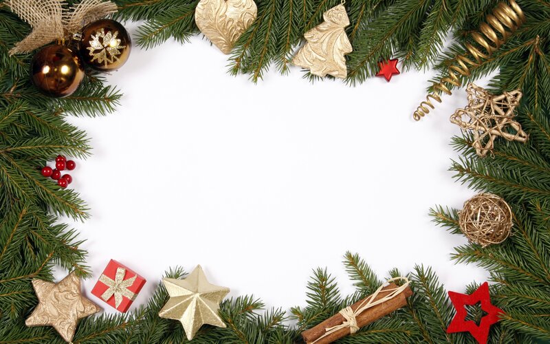 Christmas Decoration Frame — Green, Festive, Winter, Photograph, Pine Branches