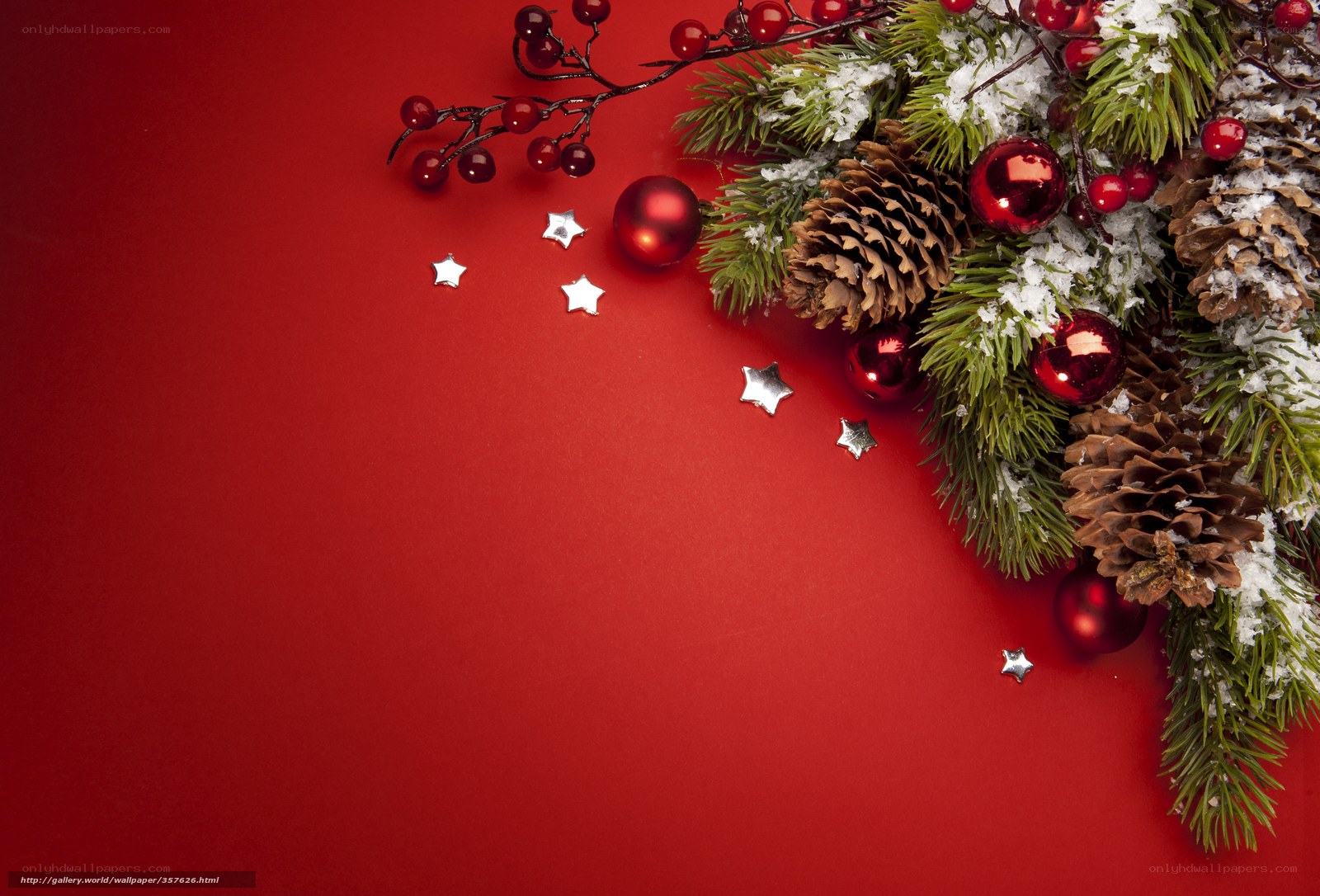 Christmas decoration on red background