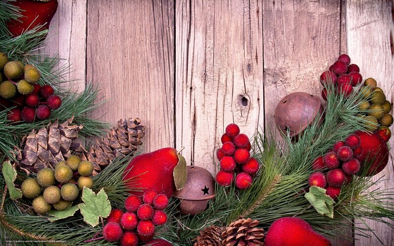 Christmas Decoration on Wood — Red, Festive