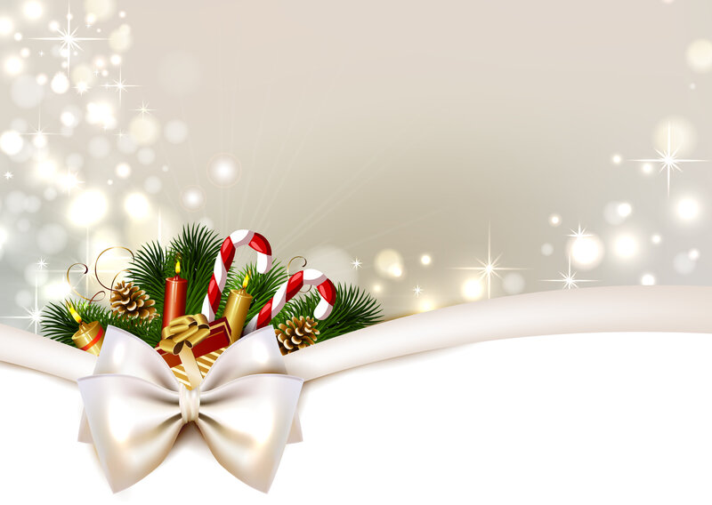 Christmas Decoration with Bow — White