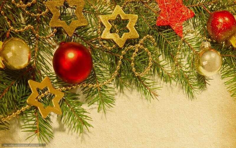 Christmas decorations on pine branches