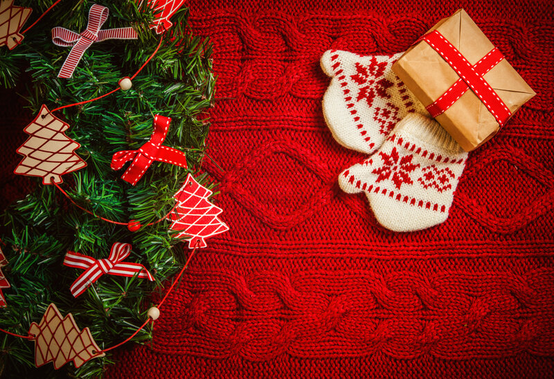 Christmas Decorations on Sweater — Red