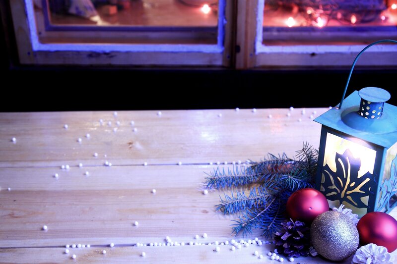 Christmas Decorations on Table — Blue