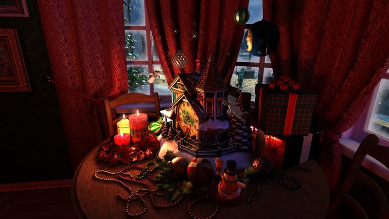 Christmas Decorations on Table — Red