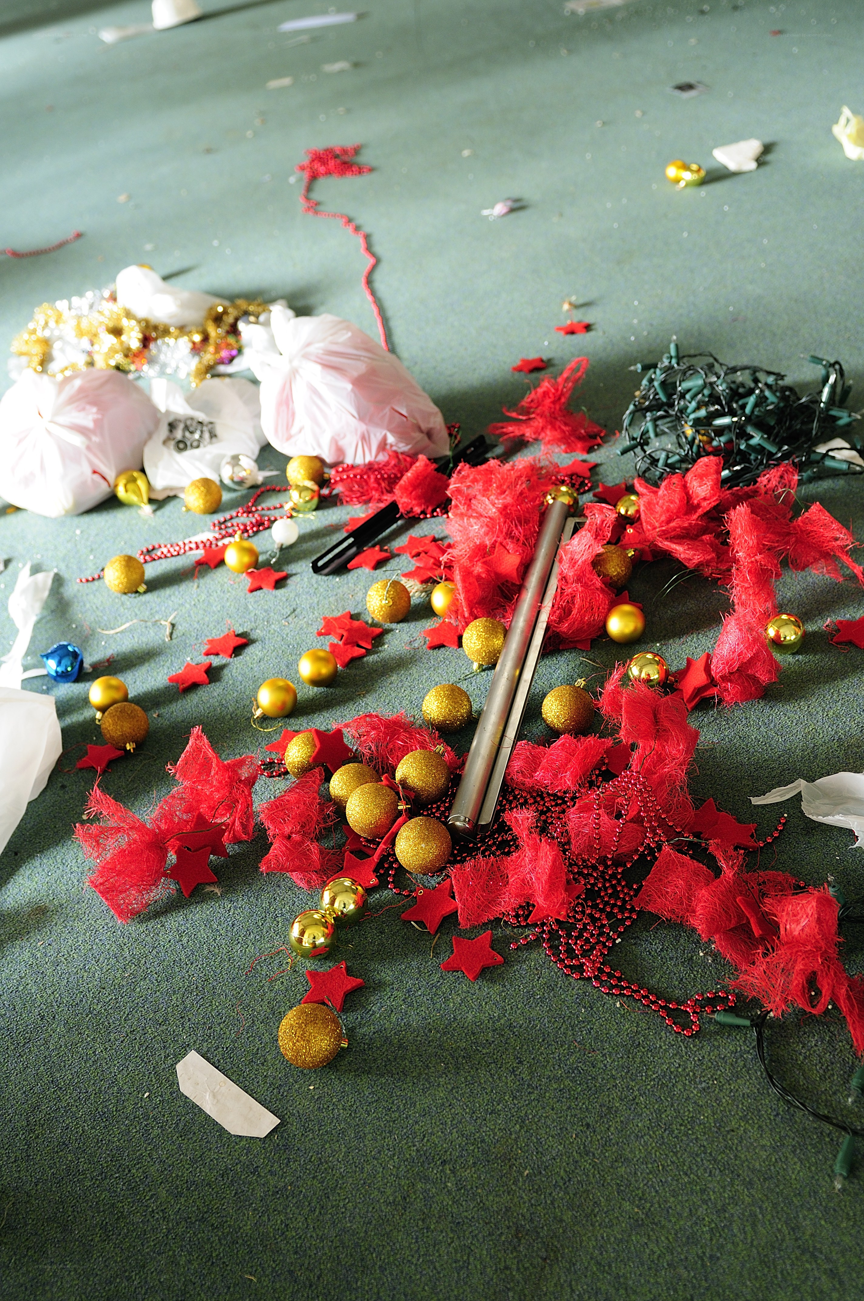 Christmas decorations on the floor
