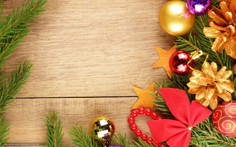Christmas decorations on wood