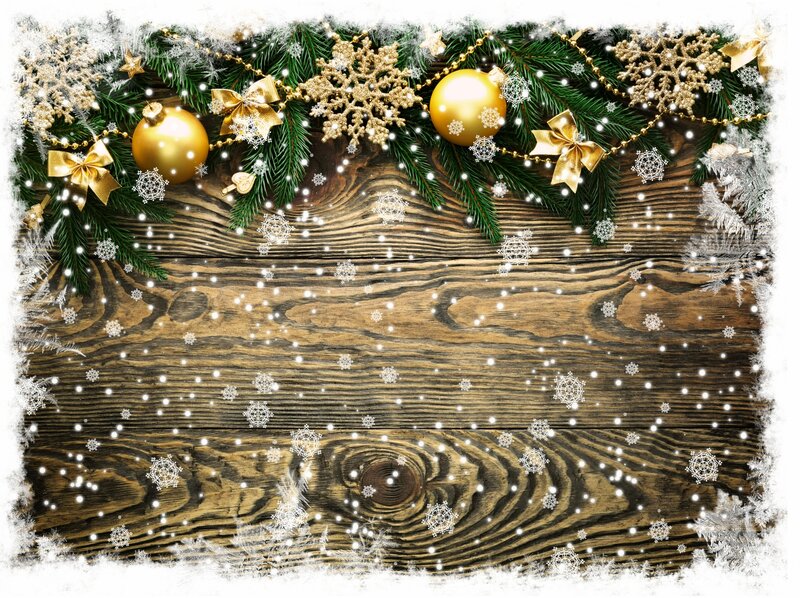 Christmas Decorations on Wood — Brown, Festive