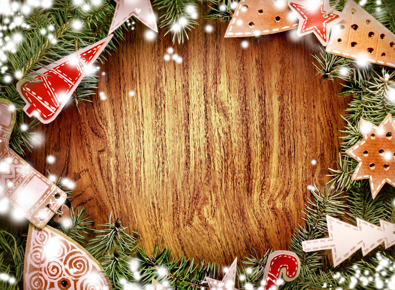 Christmas Decorations on Wood — Brown