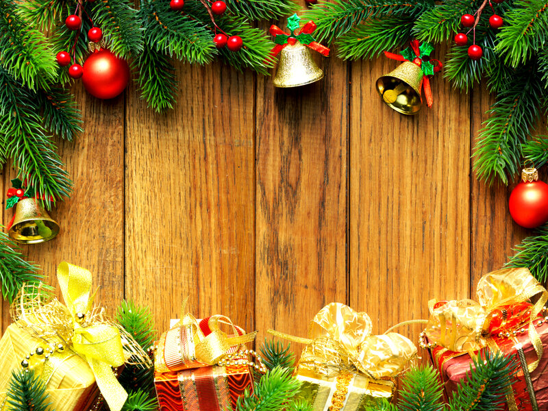 Christmas Decorations on Wood — Green