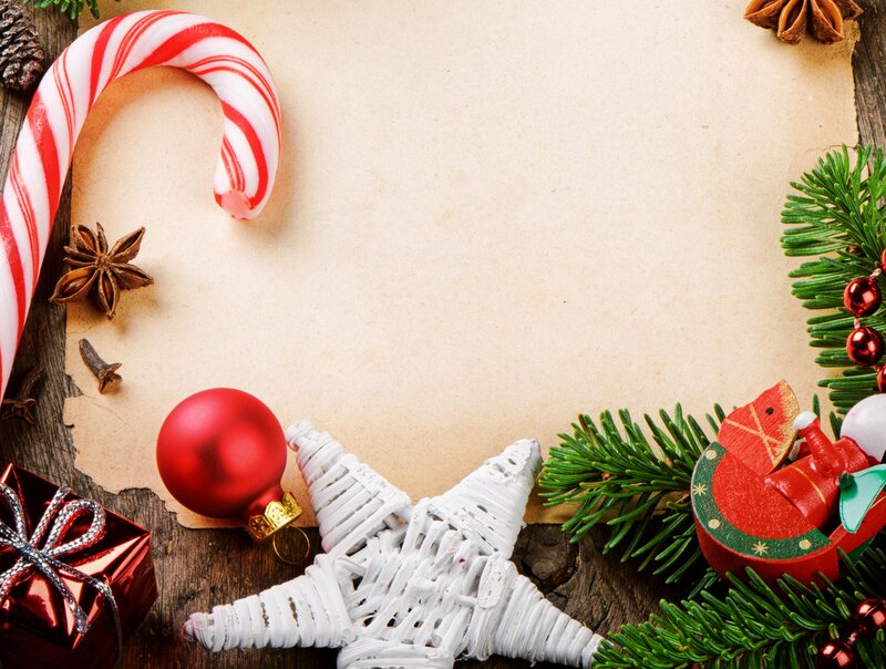 Christmas Decorations on Wood — Red