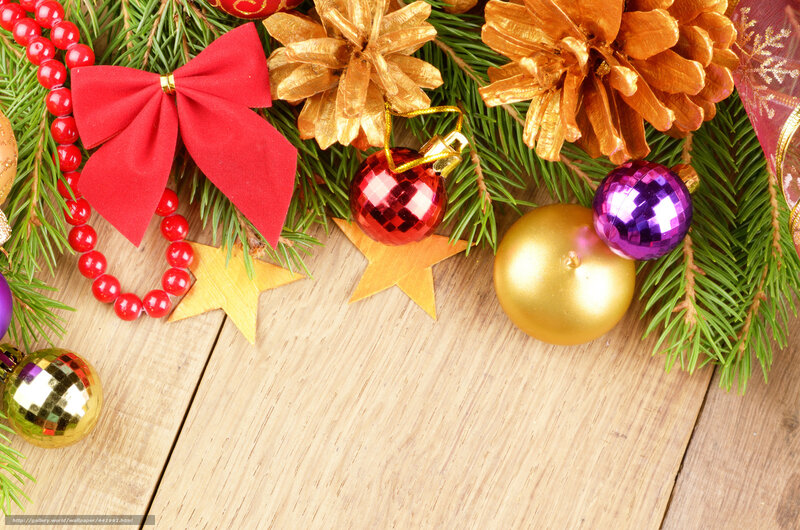 Christmas decorations on wood