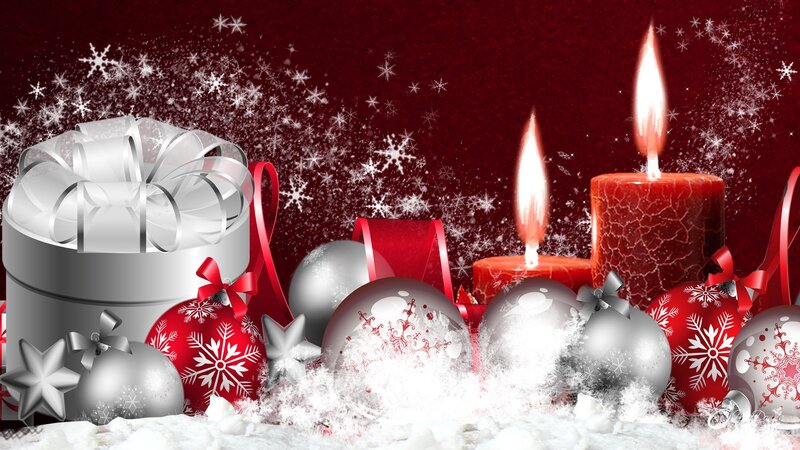 Christmas Decorations — Red, Festive, Winter, Digital Art
