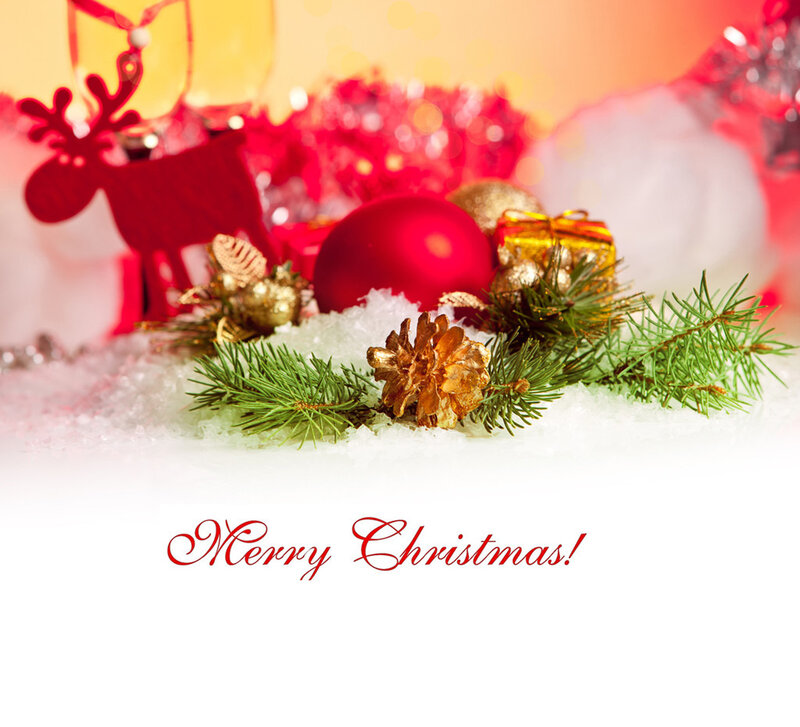 Christmas Decorations — Red, Festive, Winter, Photograph, Pine Branches, Pinecones