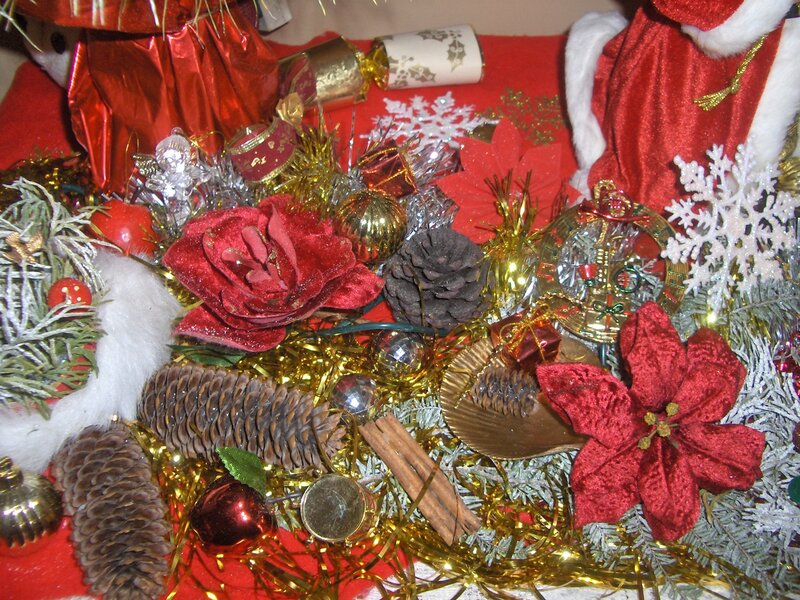 Christmas Decorations — Red, Festive, Winter, Photograph, Pinecones