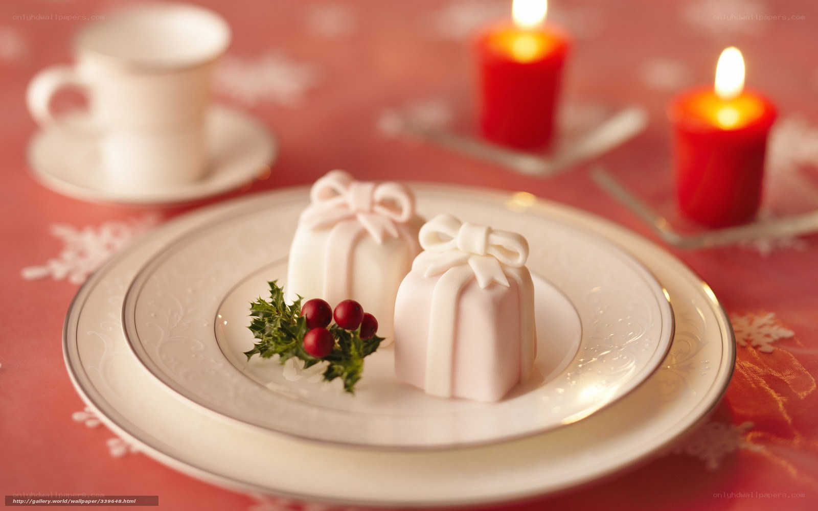 Christmas dessert with candles