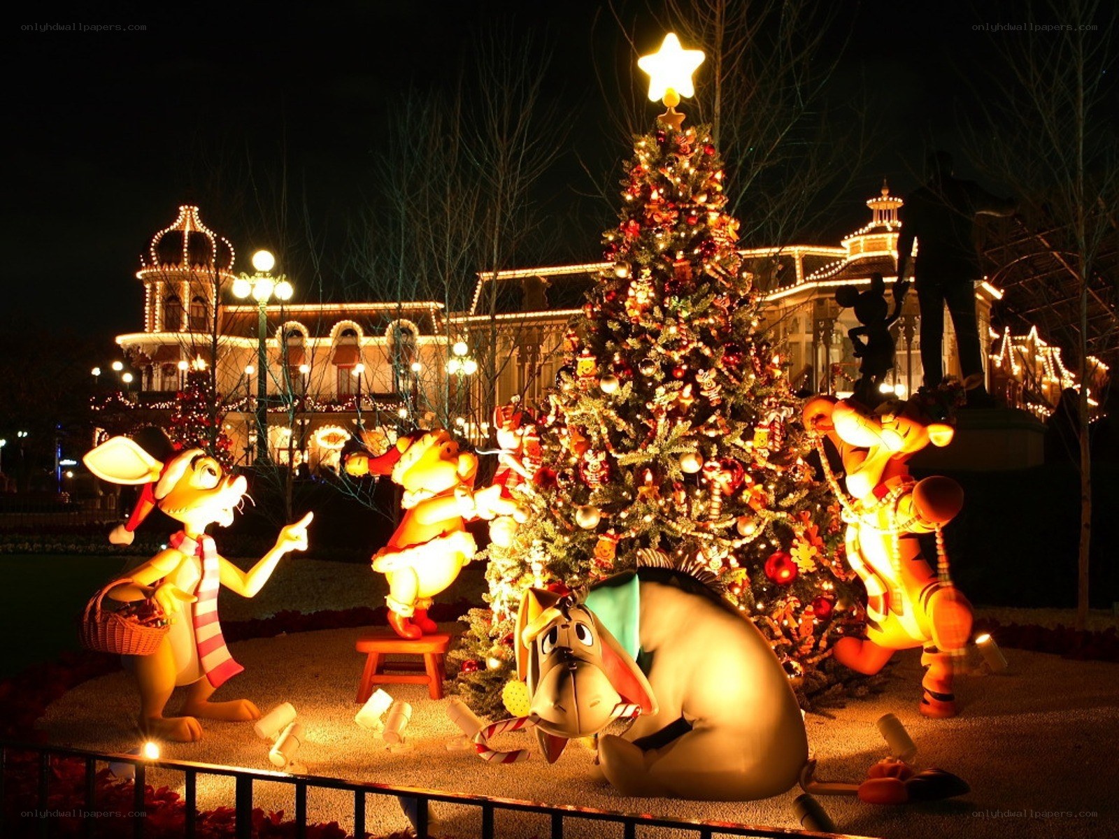 Christmas display at Disney park
