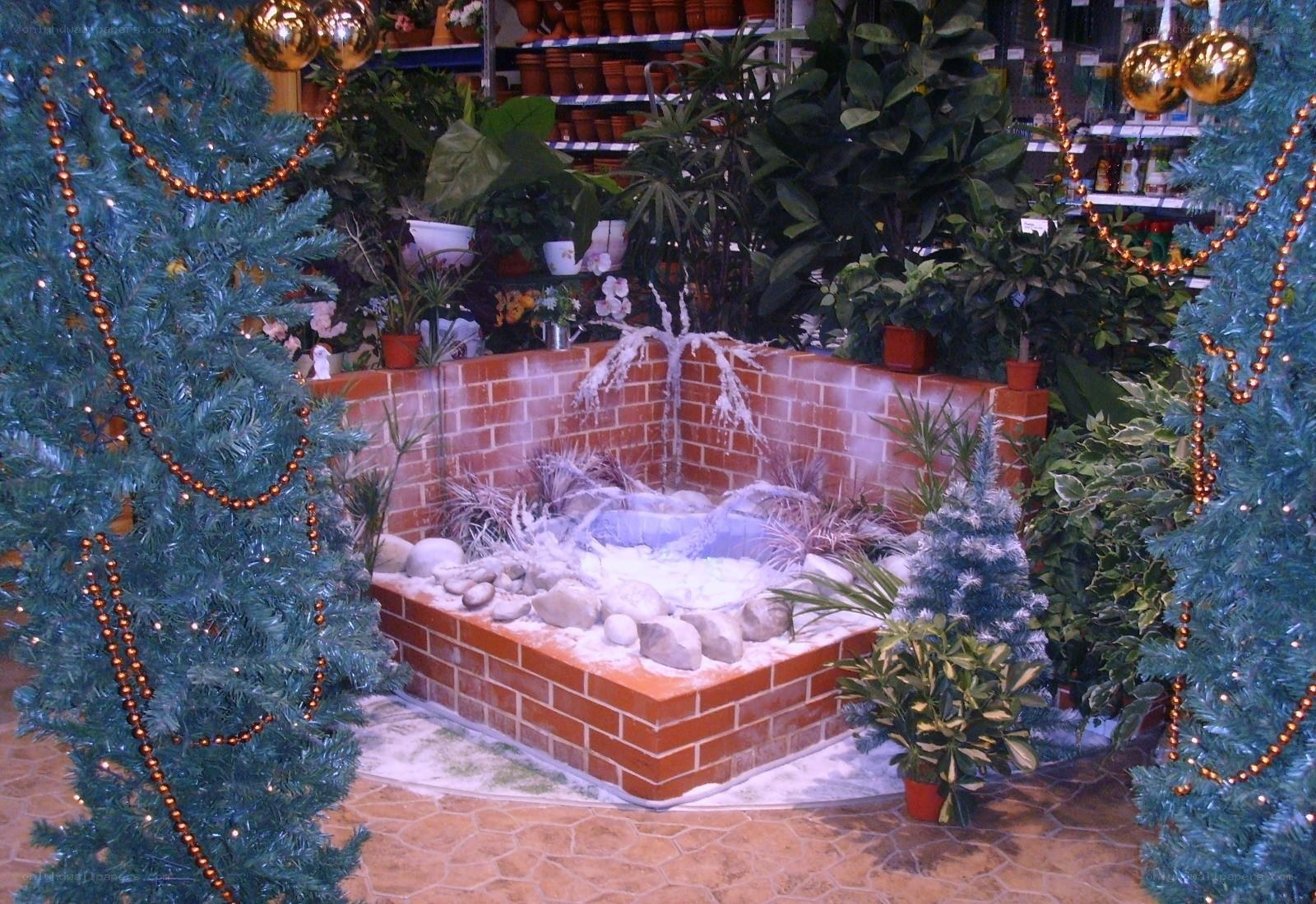 Christmas display with fountain