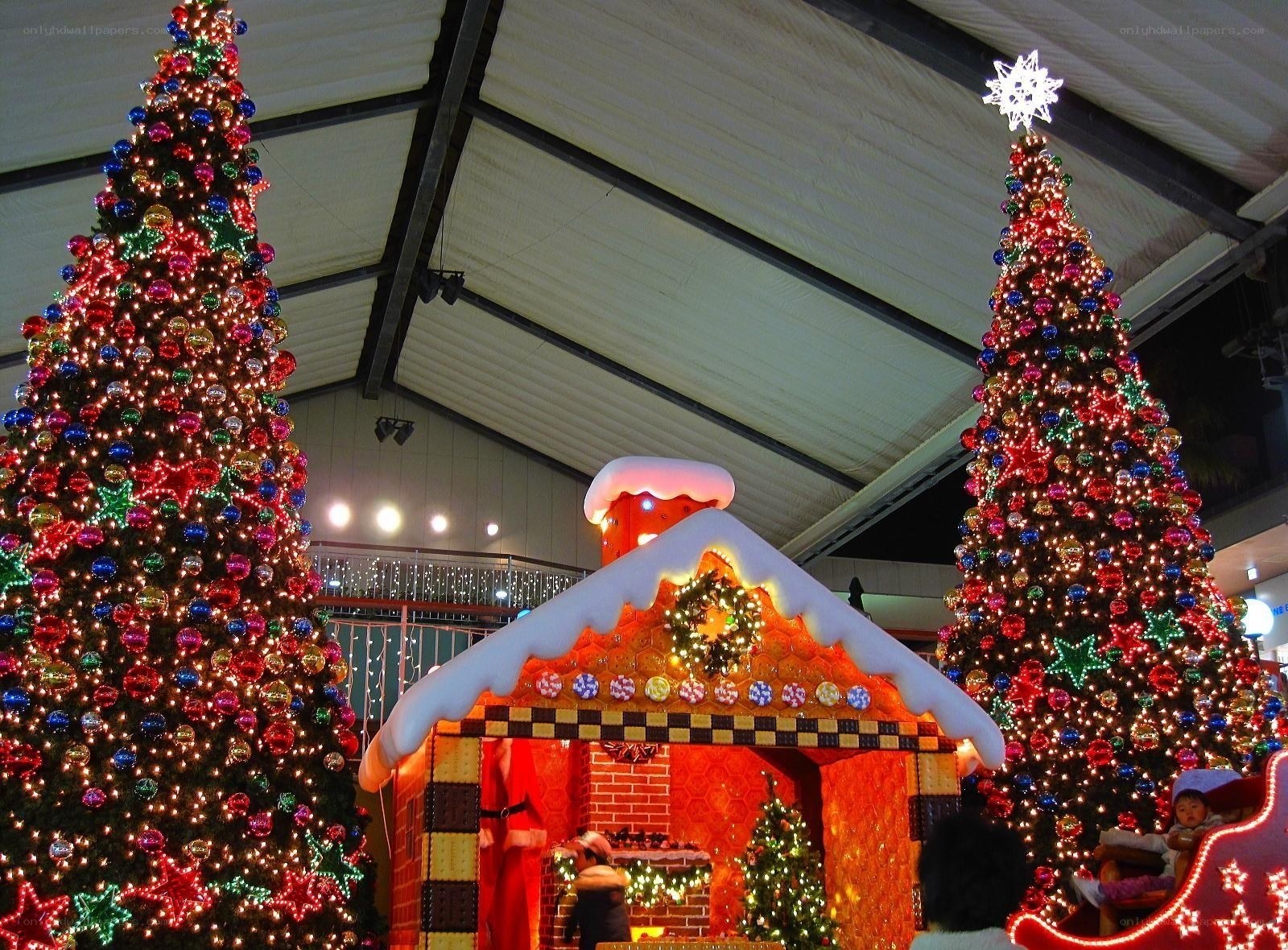 Christmas display with gingerbread house