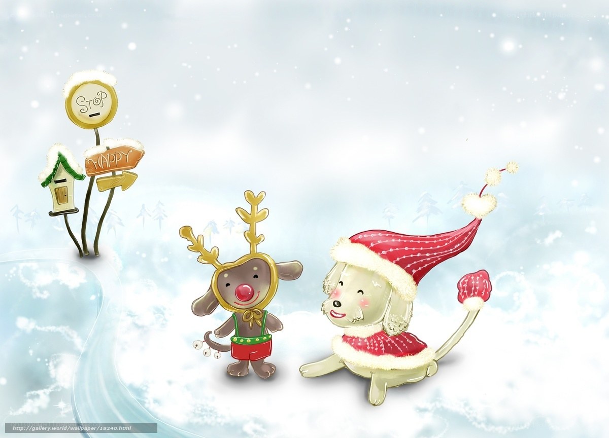 Christmas dogs in snow