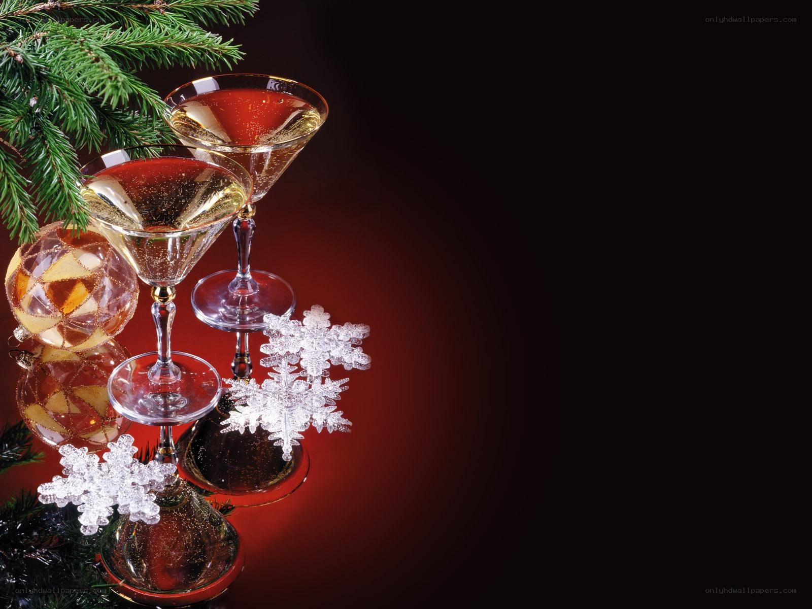 Christmas drinks and ornaments