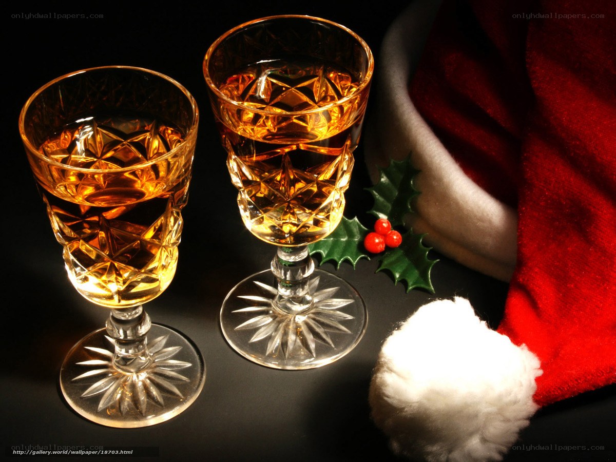 Christmas drinks with Santa hat