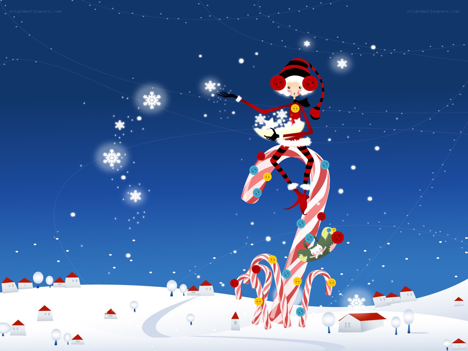 Christmas elf on candy cane