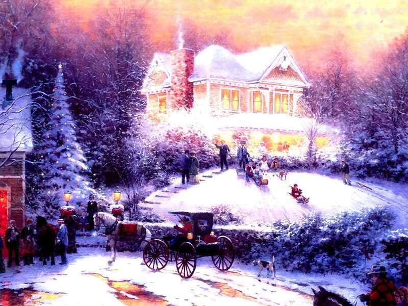 Christmas Eve in a snowy village