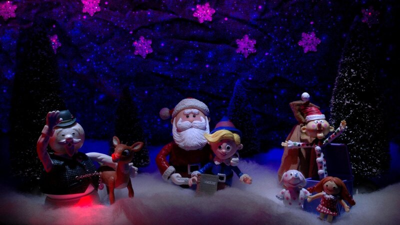 Christmas figurines in snowy scene