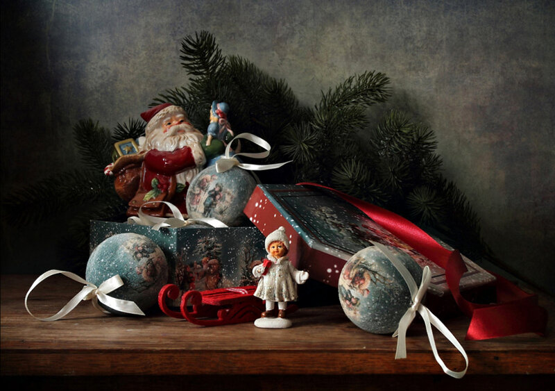 Christmas Figurines on Table