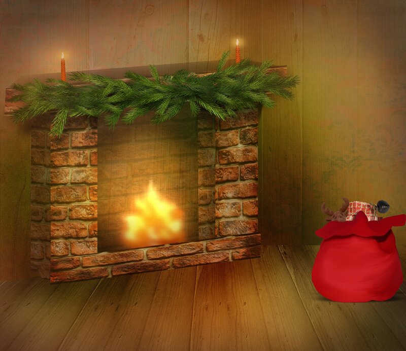 Christmas fireplace scene
