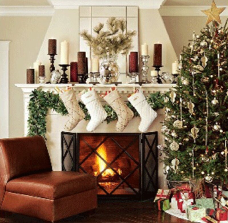 Christmas Fireplace Scene — White
