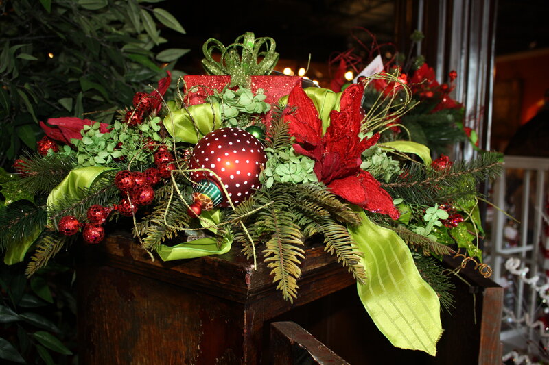 Christmas Floral Arrangement — Red, Festive, Night