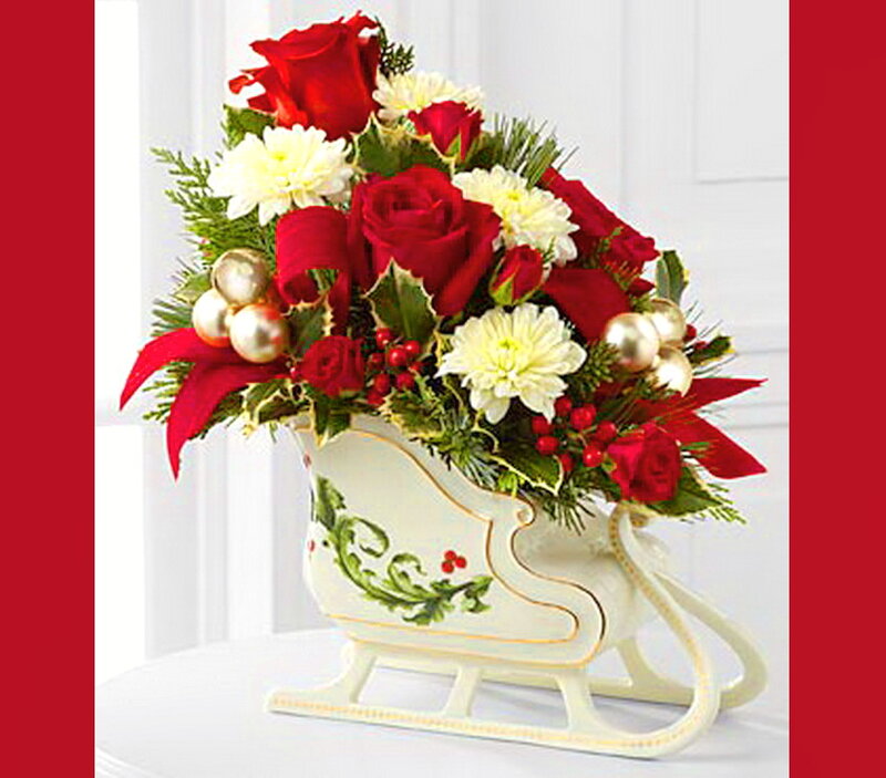 Christmas Flower Arrangement — Red, Festive