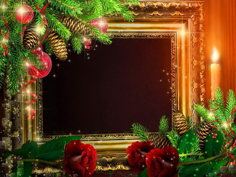 Christmas Frame with Roses