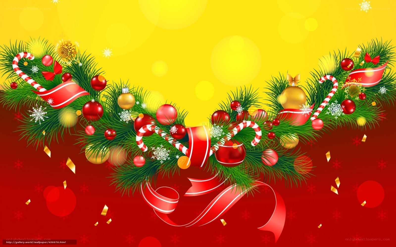 Christmas garland on red and yellow