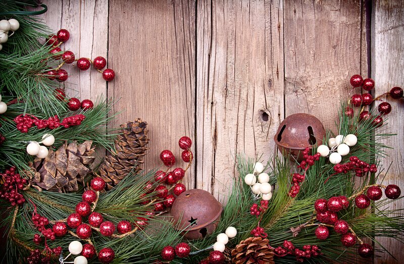 Christmas Garland on Wood