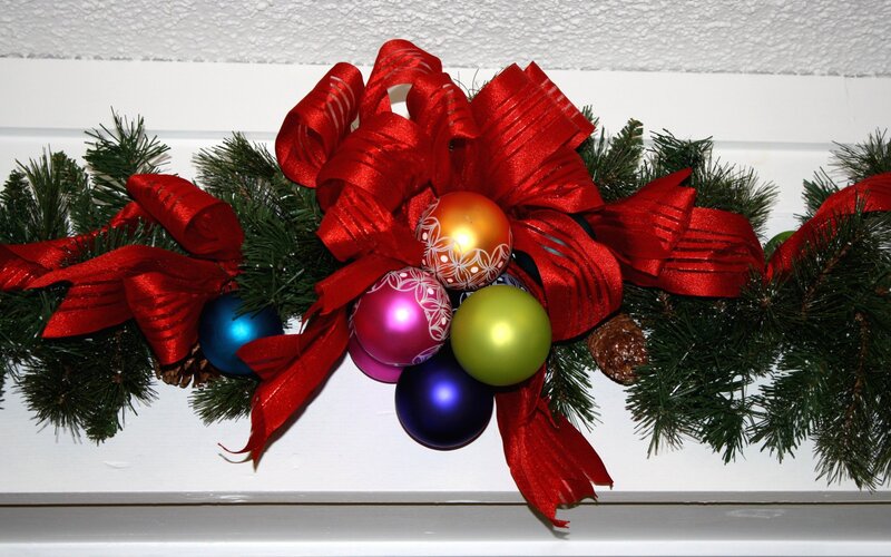 Christmas garland with ornaments