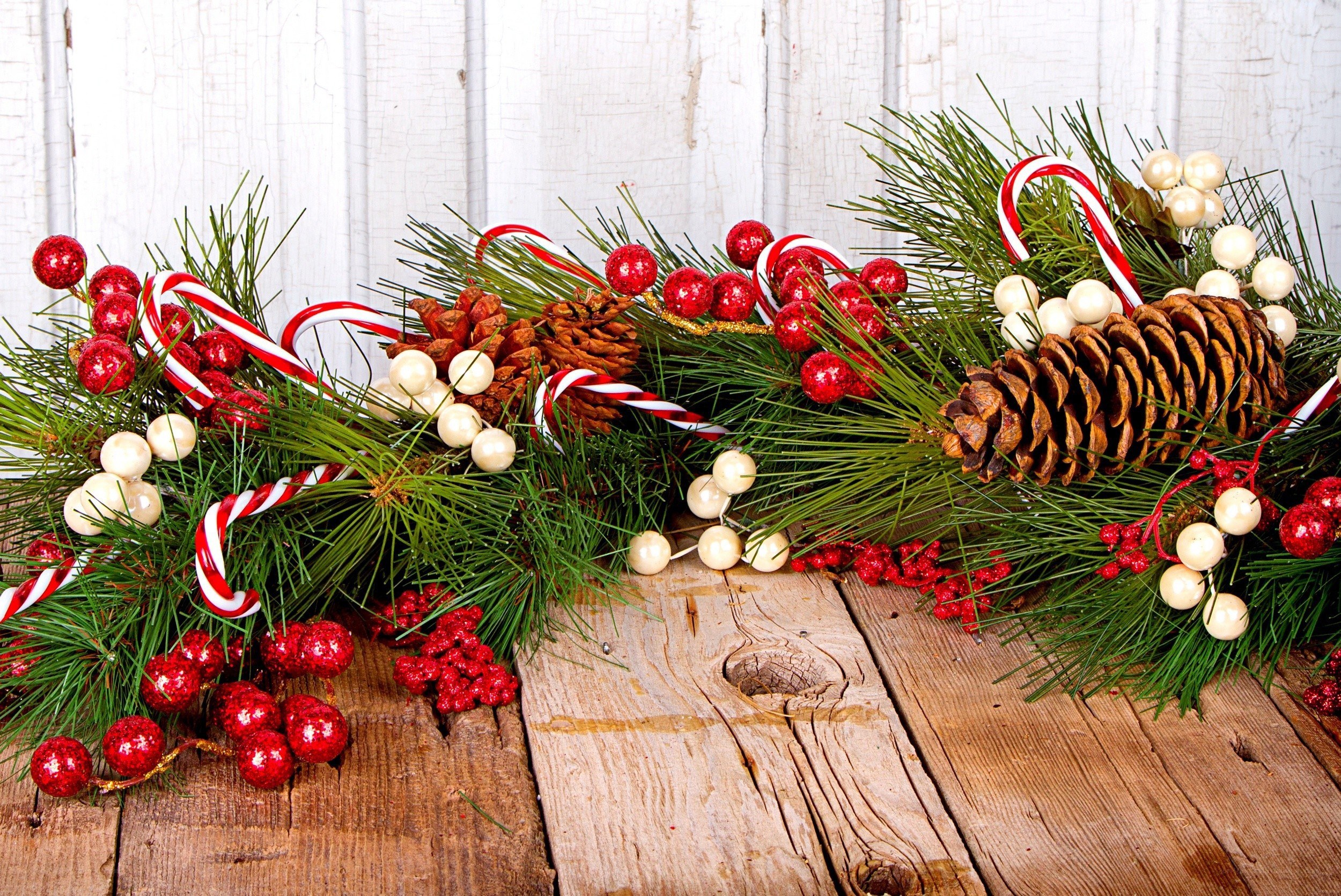 Christmas garland with pine and candy