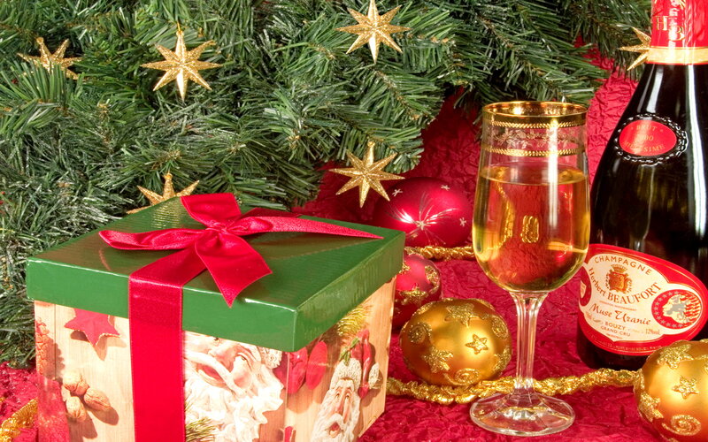 Christmas Gift and Champagne
